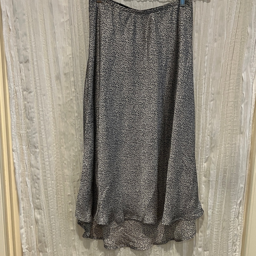 Black and White Leopard Silk Skirt